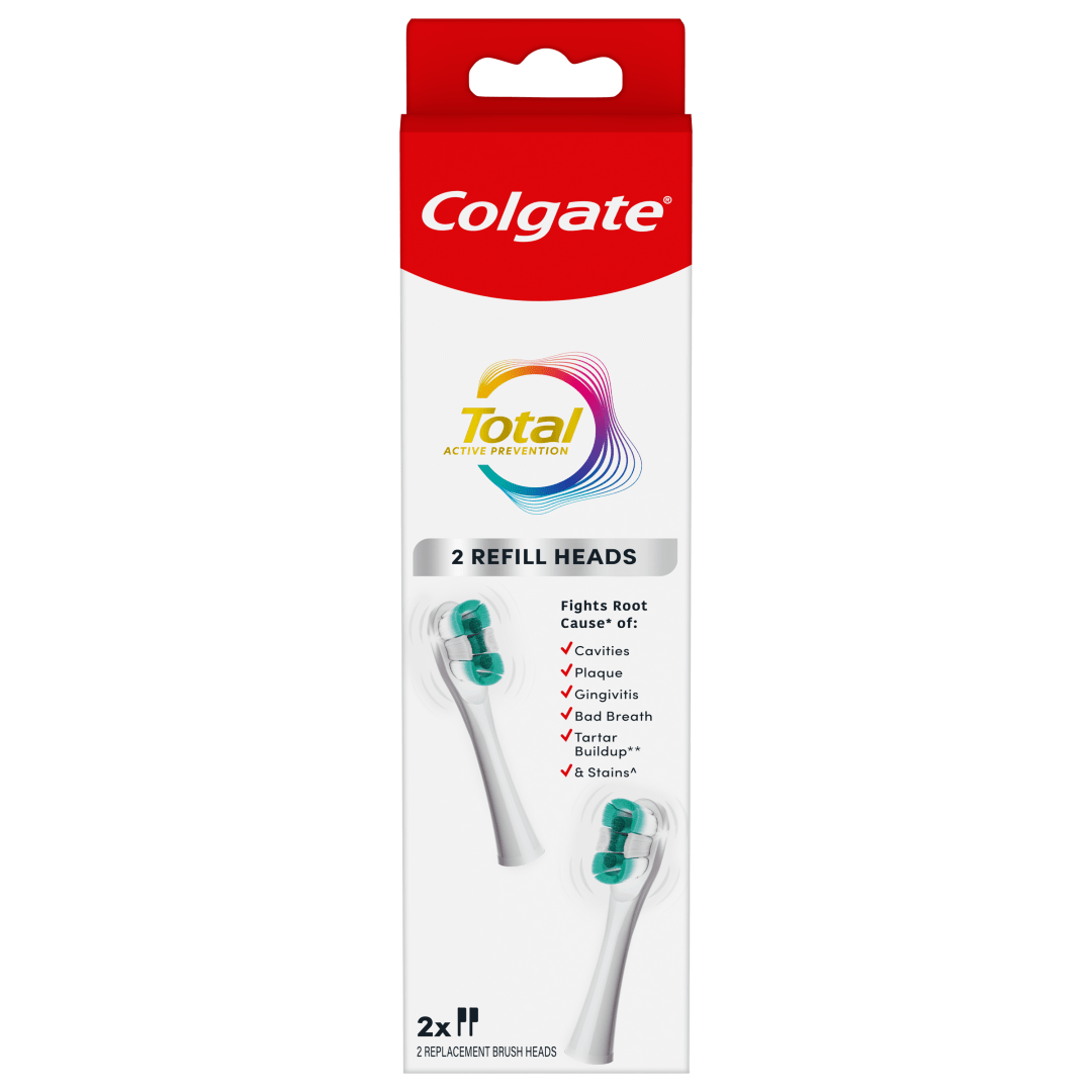 Colgate Total Battery Replacement Toothbrush Heads, White, 2 Pack