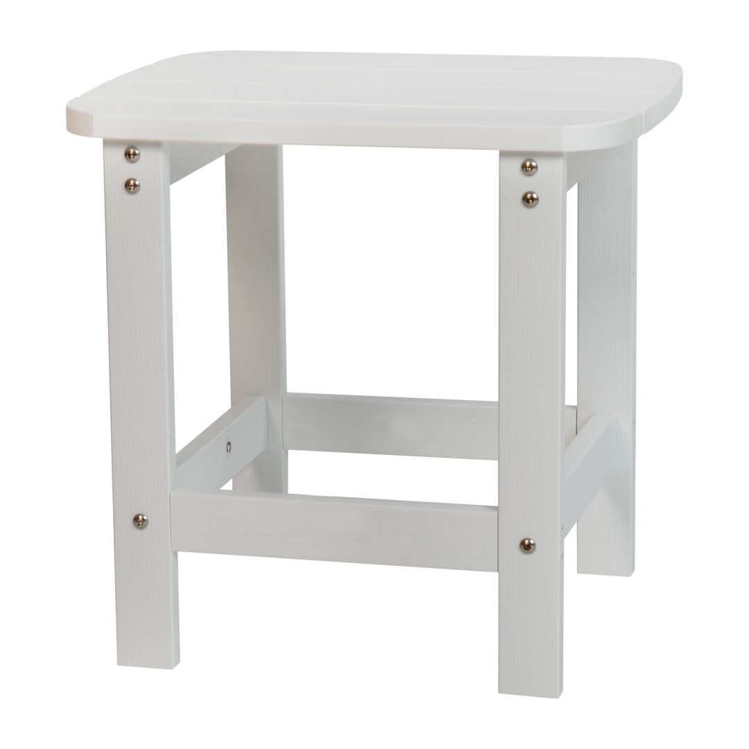 Charlestown All-Weather Poly Resin Wood Commercial Grade Adirondack Side Table in White