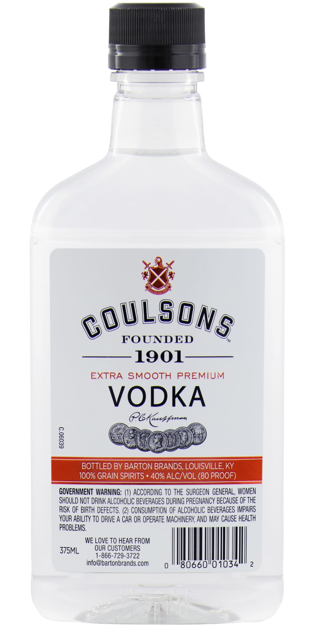 Coulsons Vodka 375ml Plastic Bottle 80 Proof