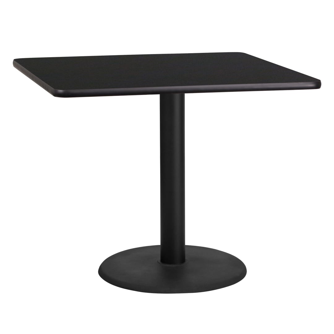 Stiles 36'' Square Black Laminate Table Top with 24'' Round Table Height Base