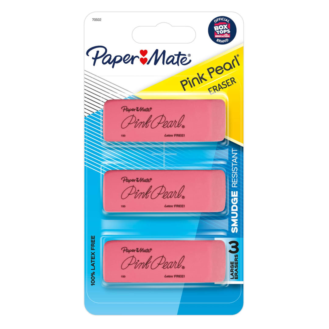 Paper Mate® Pink Pearl Erasers, Large, 3 Count