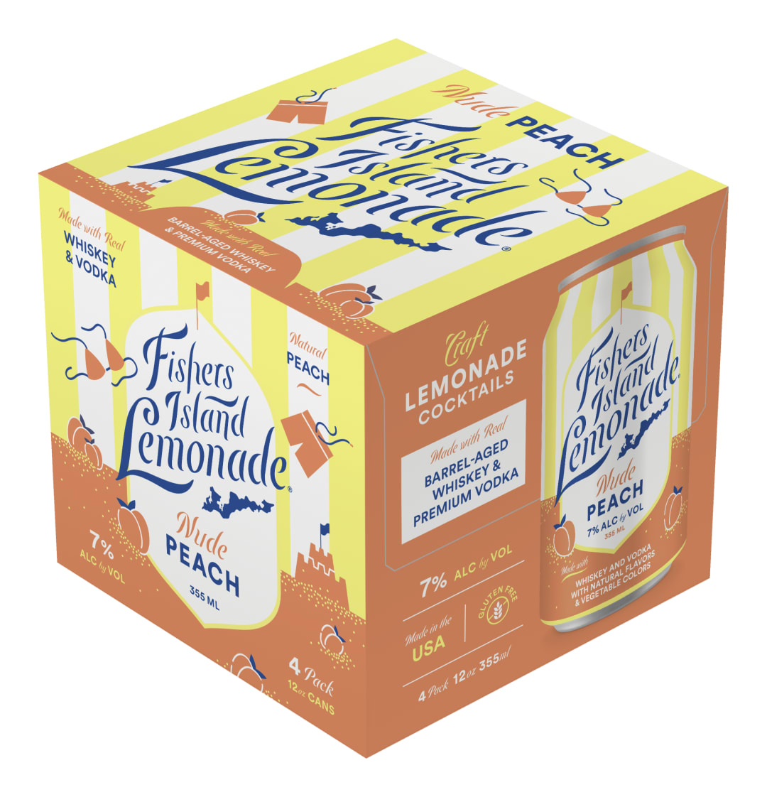 Fishers Island Lemonade Nude Peach 4 Pack of 355ml Cans