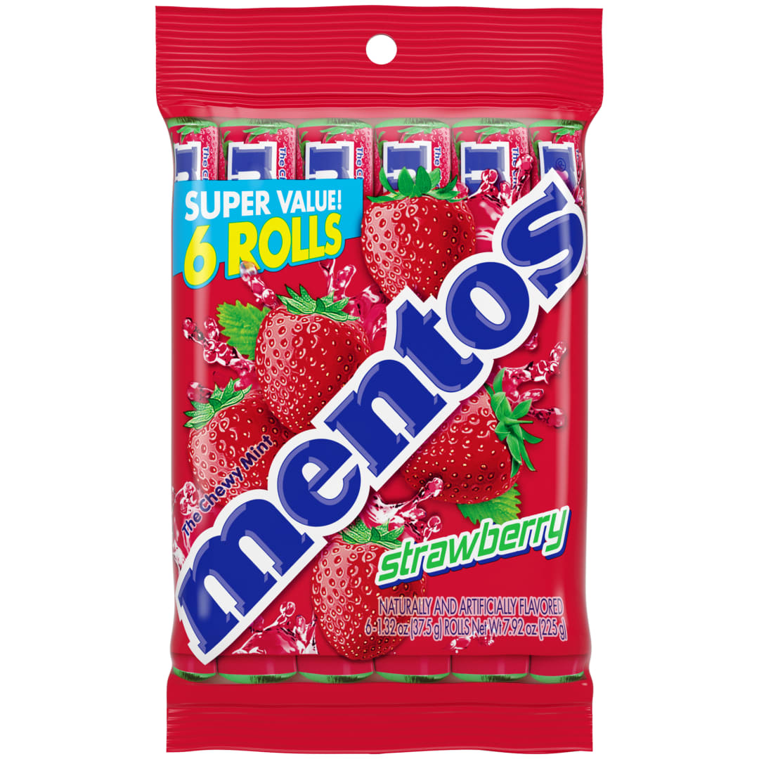 Mentos Chewy Mints Strawberry 6/14 pc MUP 6pk