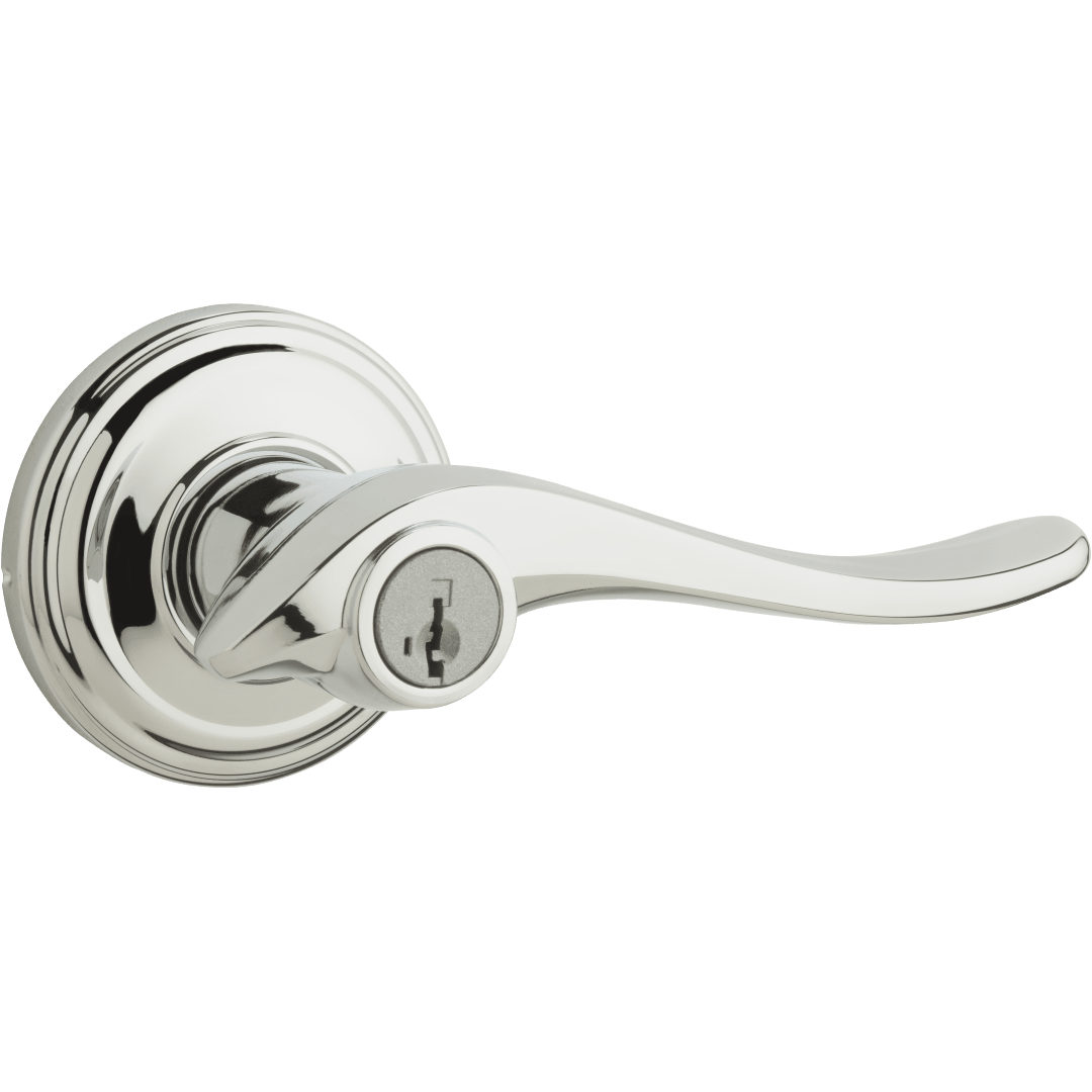 Avalon Keyed Entry Lever featuring SmartKey Security™ in Polished Chrome