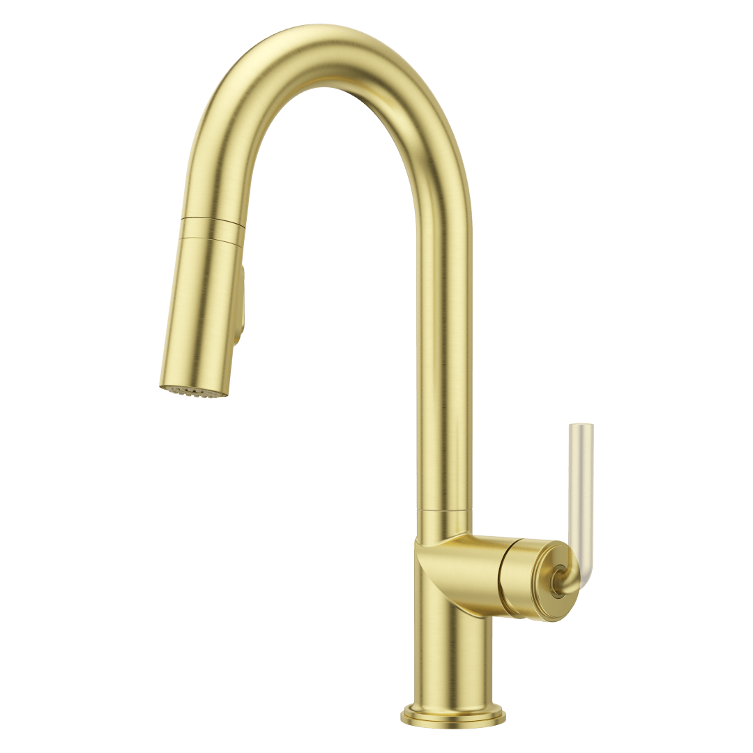 Tenet 1-Handle Pull-Down Bar/Prep Faucet in Brushed Gold