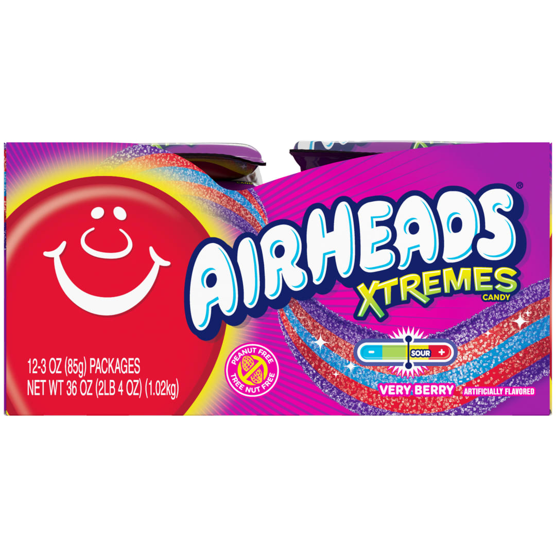 Airheads Xtremes Belts Very Berry 3 oz Trays - 12 Pack
