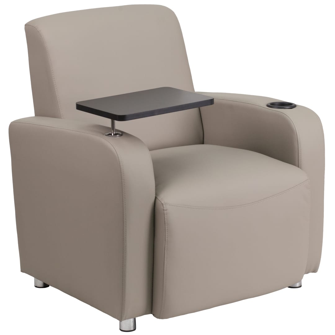 George Gray LeatherSoft Guest Chair with Tablet Arm, Chrome Legs and Cup Holder