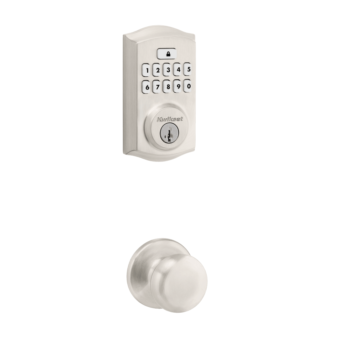 SmartCode 260 Traditional Keypad Electronic Deadbolt featuring SmartKey Security™ and Hancock Hall/Closet Knob Combo Pack in Satin Nickel