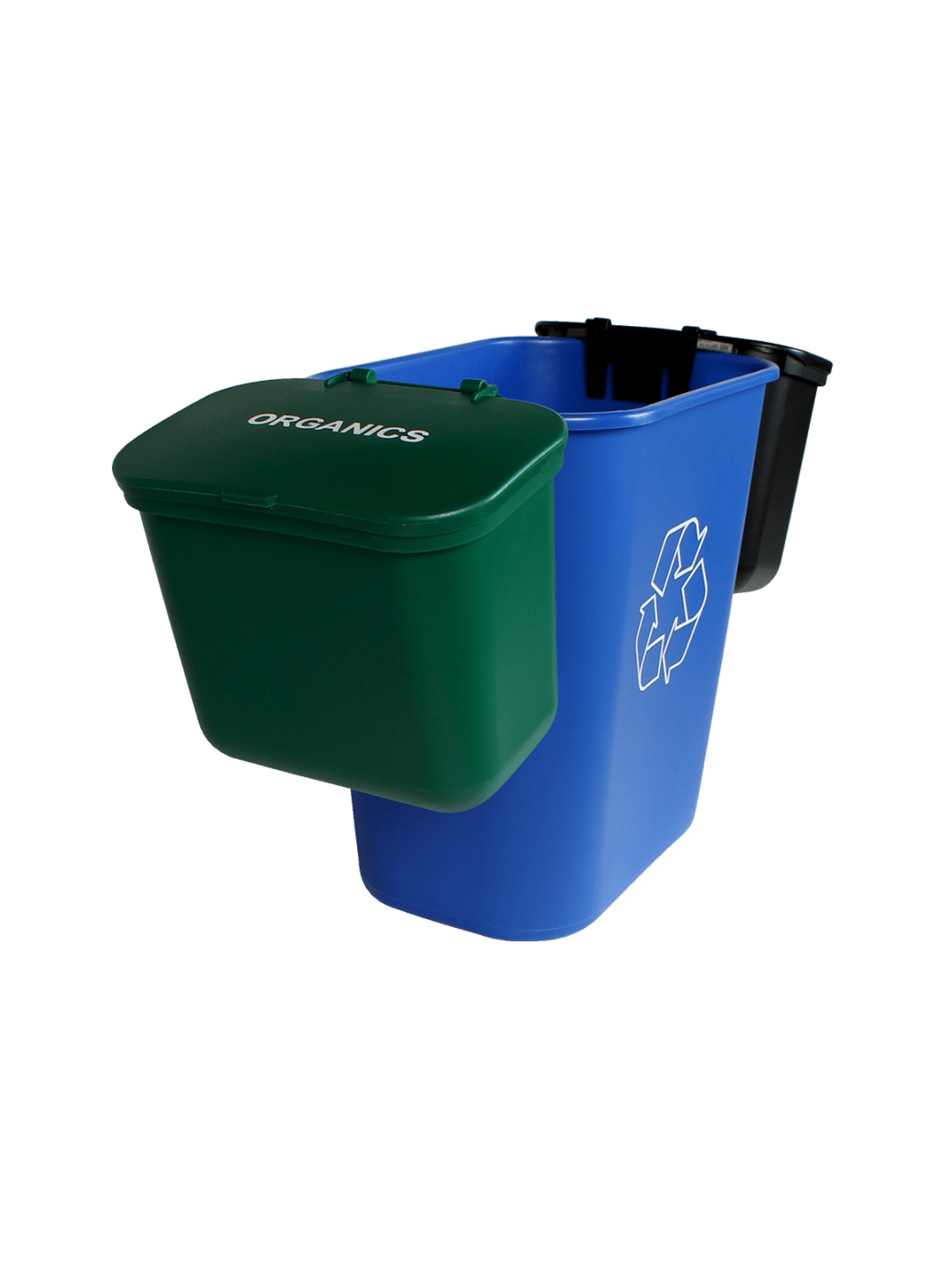  OFFICE COMBO - Triple - Kit - 14 Q - Mobius Loop-Organics-Waste - Solid Lift - Blue-Green-Black