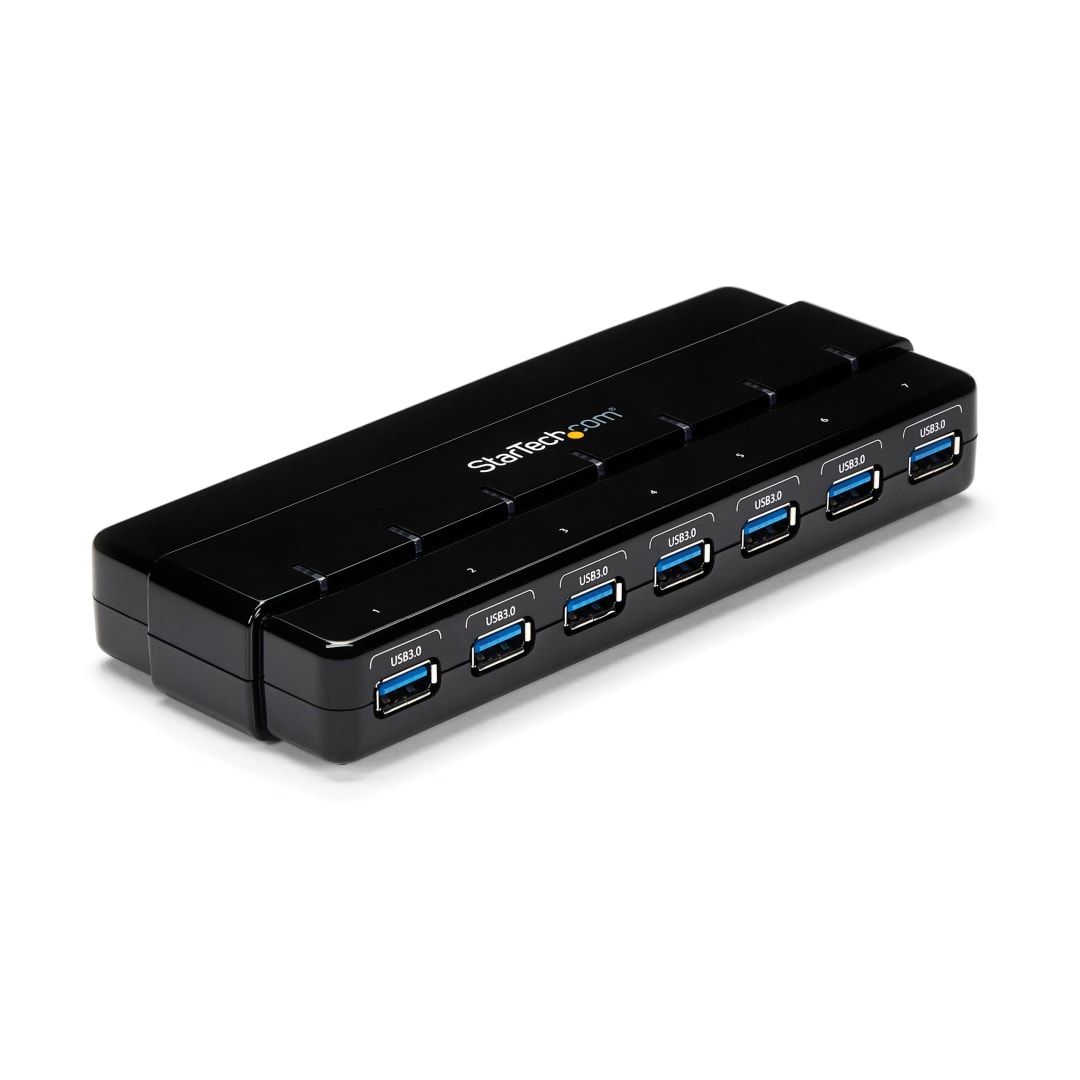 7 port USB 3 0 hub black