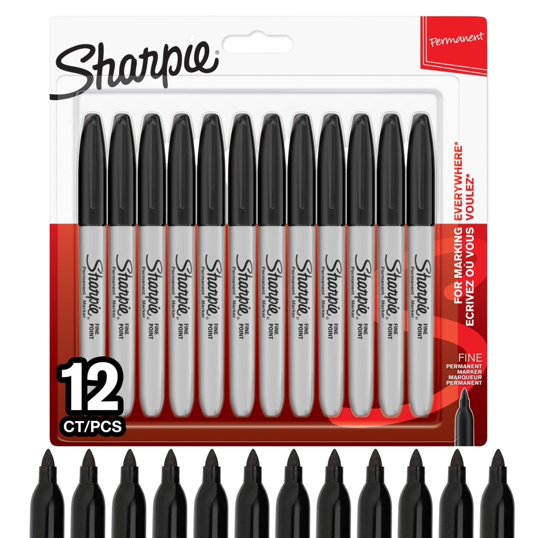 Sharpie® Permanent Markers | Fine Point | Black | 12 Count
