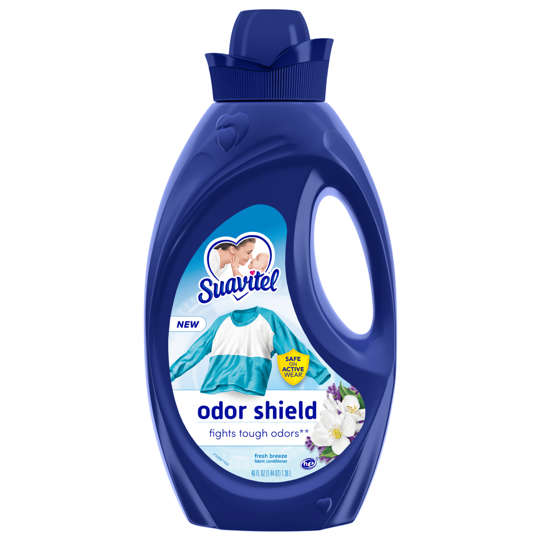 Suavitel Odor Shield Liquid Fabric Softener, Laundry Odor Eliminator, Fresh Air Scent, 46 oz