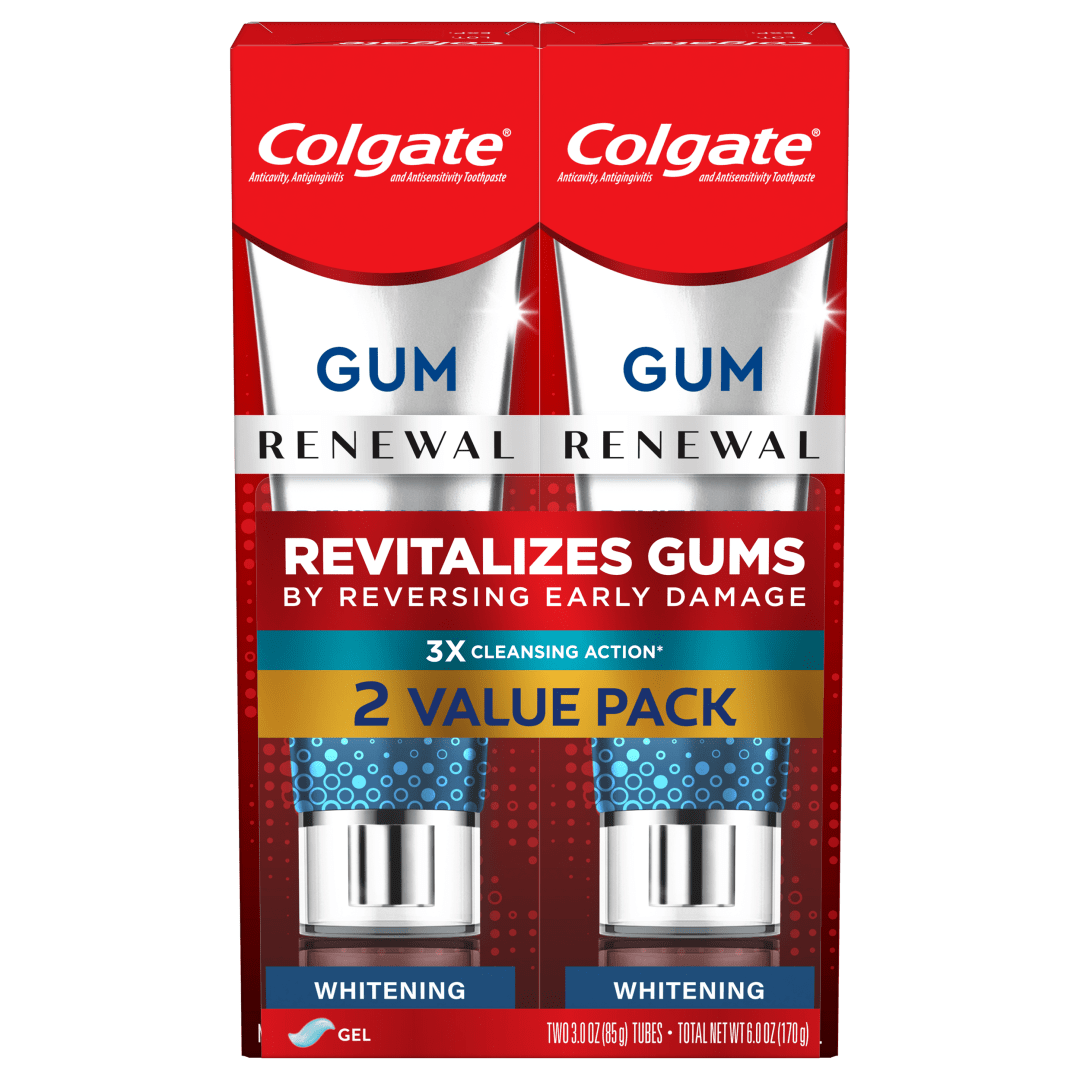 Colgate Gum Renewal Gum Protection Toothpaste Gel Whitening Restoration, Mint Gel Toothpaste for Gingivitis, 3 Oz, 2 Pack