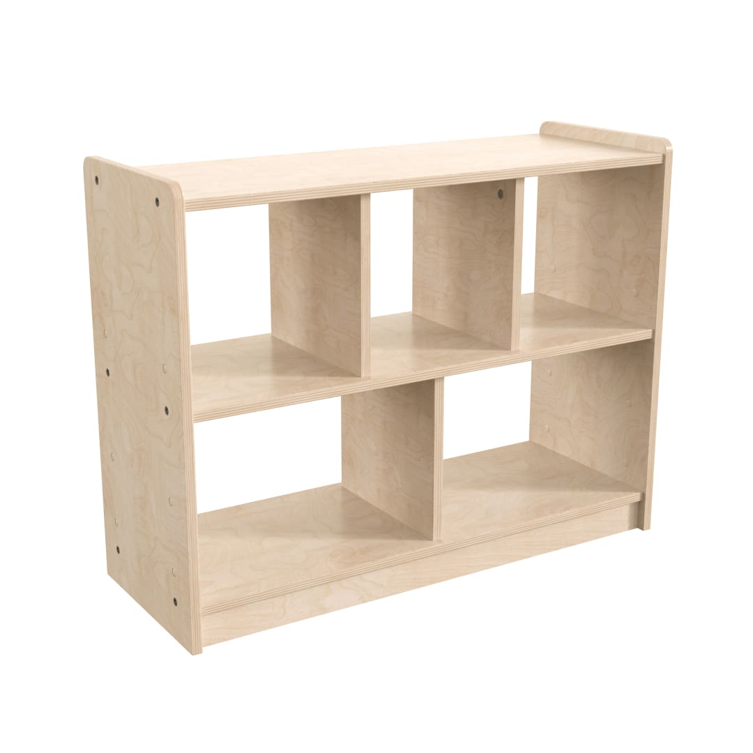 Bright Beginnings Commercial Grade 5 Section Modular Wooden Classroom Open Storage Unit, Safe, Kid Friendly Design, Natural