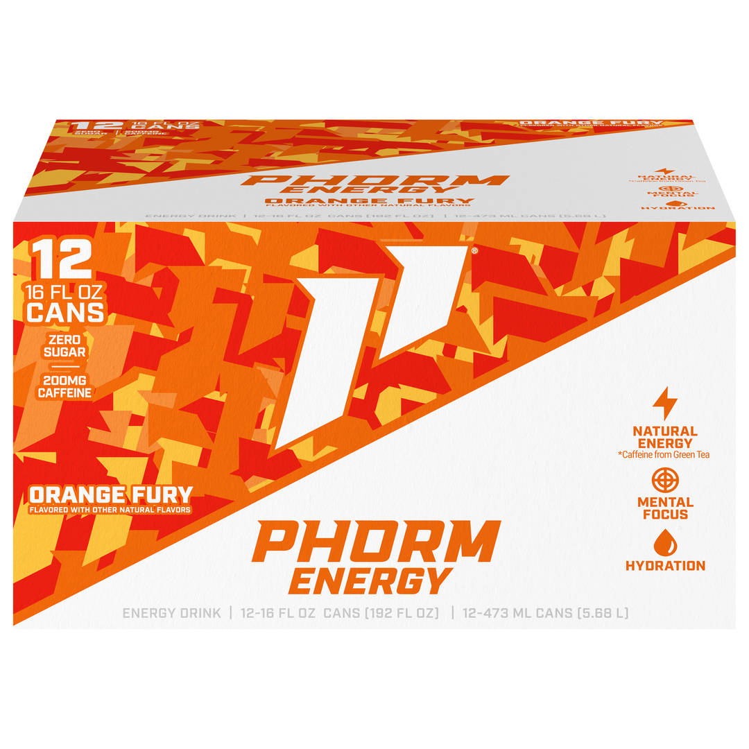 Phorm Energy Orange Fury 12x16 oz Can Suitcase CARRIER - With Perf