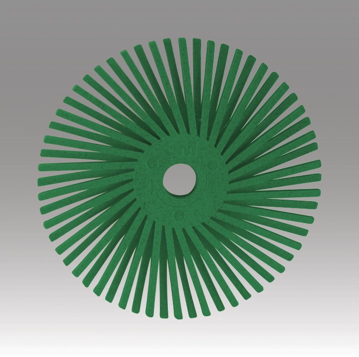 Disco Bristle™ Scotch-Brite™ Radial –  Diâmetro de 76,2 mm, Furo de 12,7 mm, Grão 50, Verde