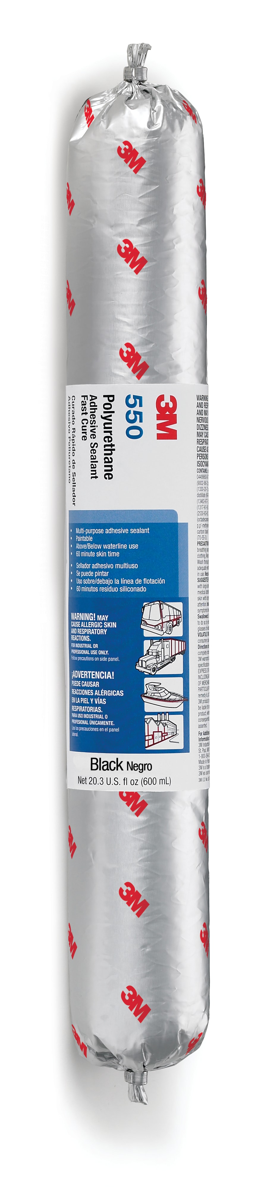 3M™ Poliüretan Yapıştırıcı Dolgu 550, Siyah, 600 ml