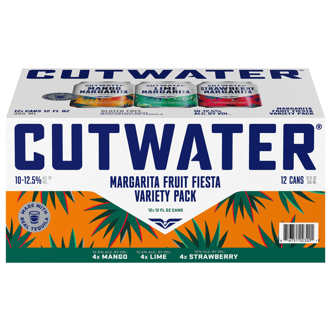 Cutwater Fruit Fiesta 3 Flavor Variety 12 Pack 12 fl oz Cans - Lime Margarita, Mango Margarita, Strawberry Margarita