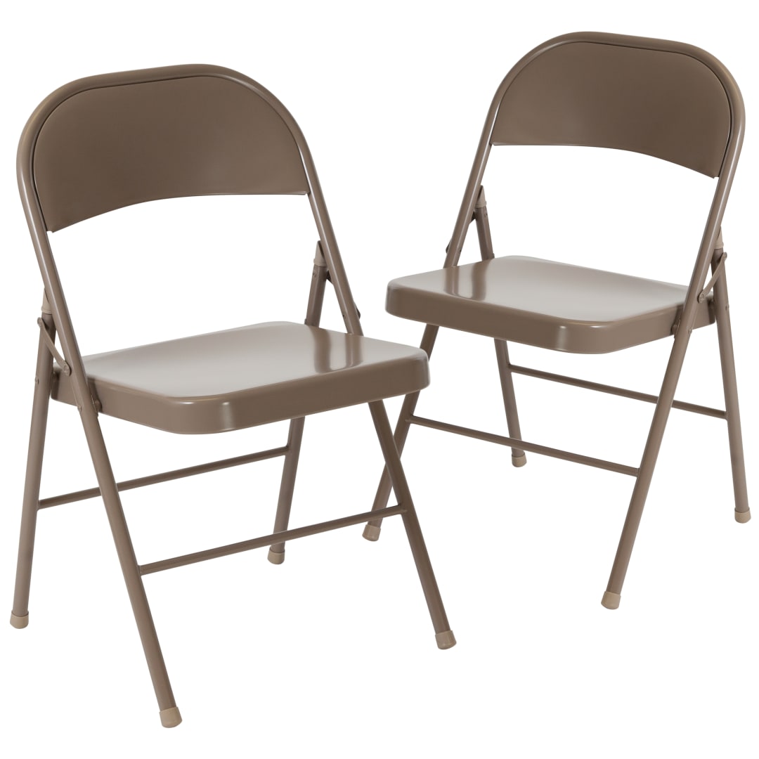 HERCULES Series Double Braced Beige Metal Folding Chair