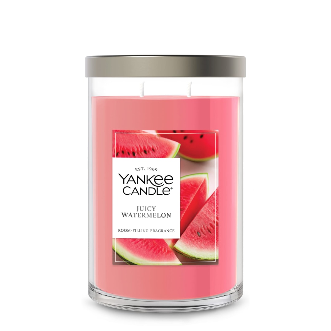Yankee Candle Large Tumbler Scented Candle with up to 80 Hour Burn Time, Premium Plant Wax Blend for Consistent Burn, 20 oz Tumbler Candle with Room Filling Fragrance, Juicy Watermelon