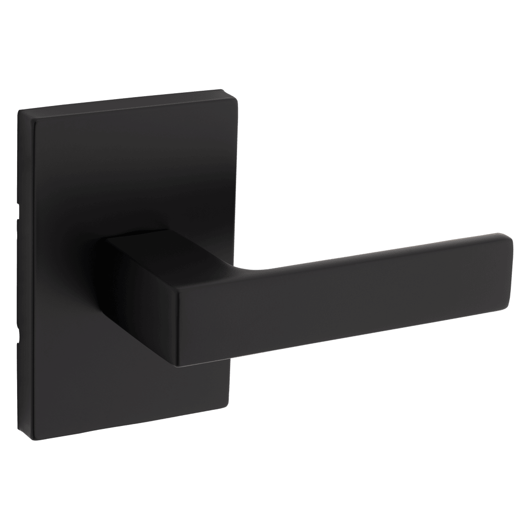 Singapore Hall/Closet Lever w/ Rectangular Rose in Matte Black