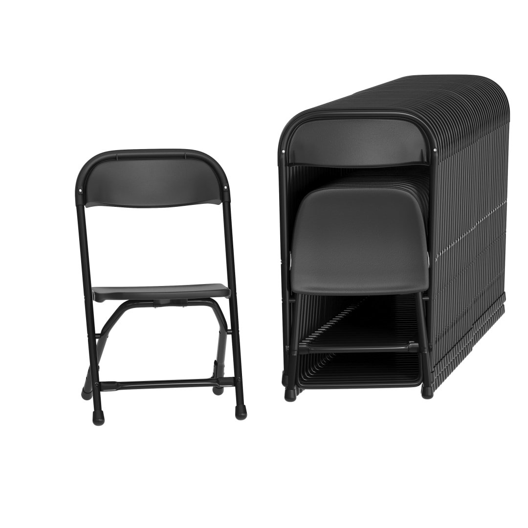 Timmy 40 Pack Kids Black Plastic Folding Chairs with 11" Seat Height, Ages 2-4