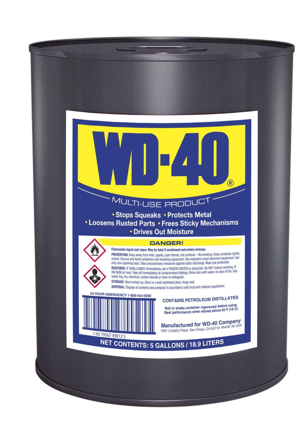 WD-40® Multi-Use Product 5 Gallon, Bulk Penetrating Lubricant for Farm Equipment & Tools
