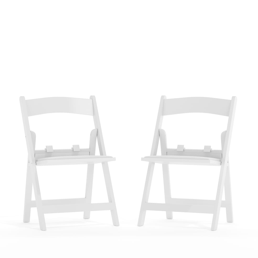 HERCULES Set of 2 Kids White Resin Folding Chairs with Vinyl Padded Seat and 12.5" Seat Height, Ages 4-6