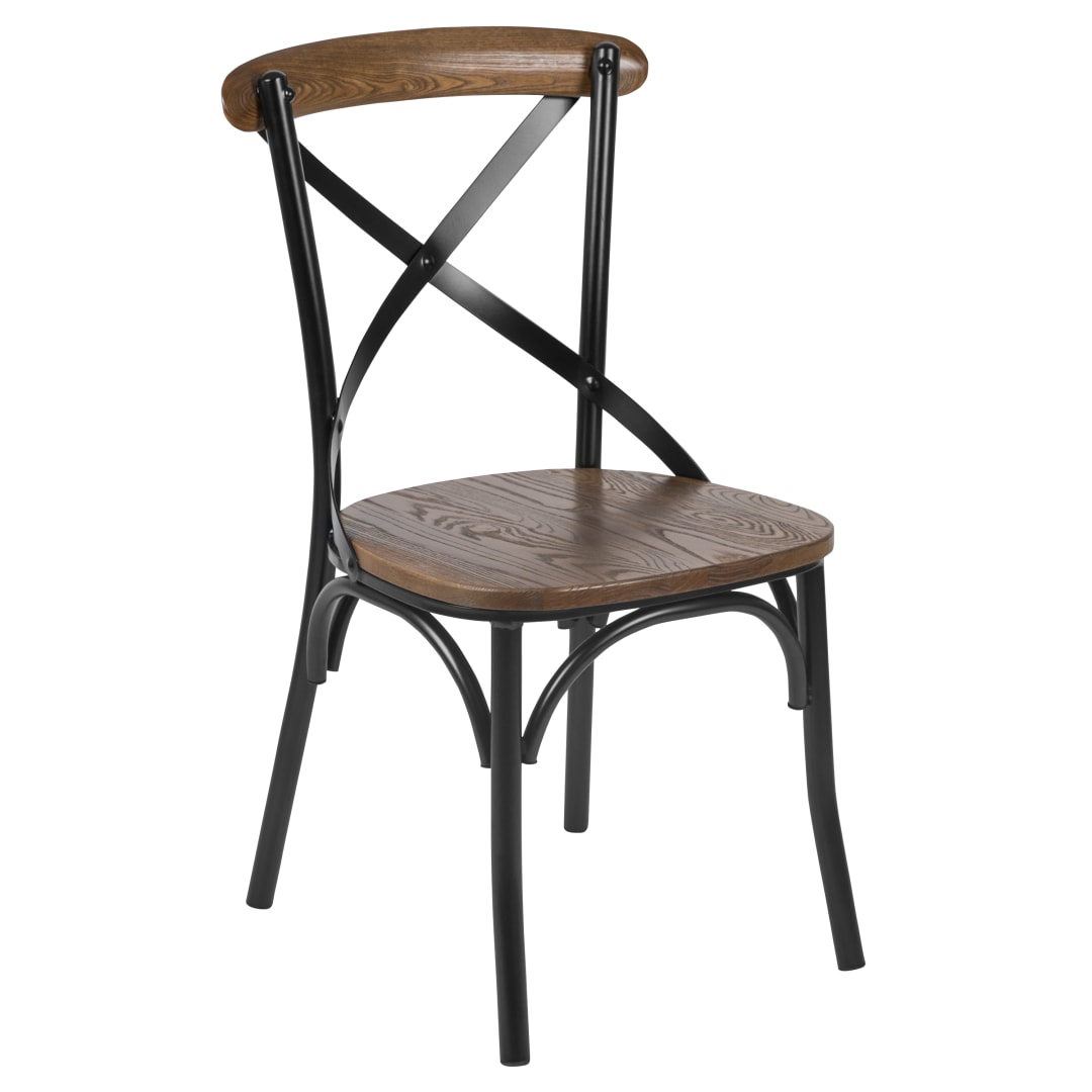 Advantage X-Back Chair with Metal Bracing and Hand Stained Fruitwood Seat