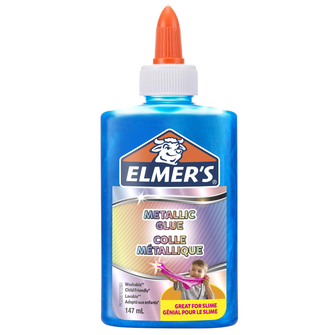 Elmer's pegamento de PVA metalizado | ideal para hacer slime | lavable | azul | 147 ml | 1 unidad