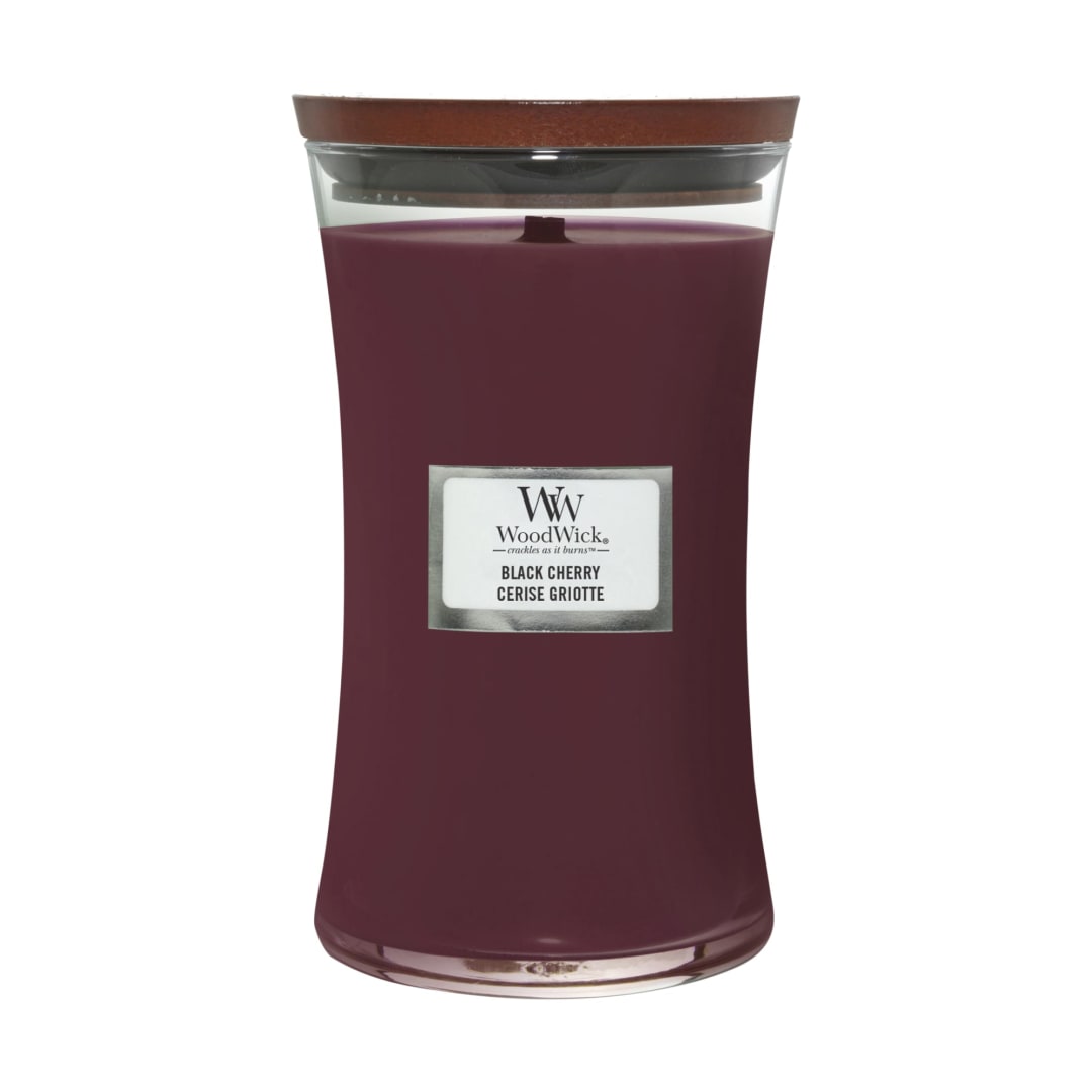 WoodWick® Large Hourglass Scented Candle | Black Cherry | with Crackling Wick | Long Burning Candles: up to 130 Hours | Gifts for Women