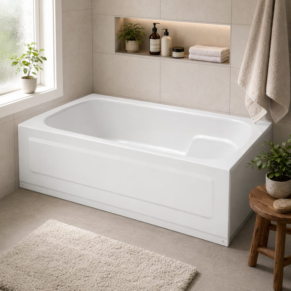 60 in. x 30 in. Alcove Soaking Bathtub in White
