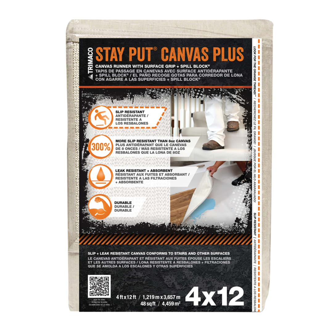 Stay Put® Canvas Plus Dropcloth, 4'x12'