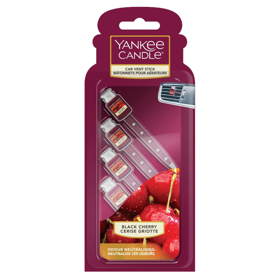 Yankee Candle® Vent Sticks Car Air Fresheners | Black Cherry | 4 Count | Attaches to Vehicle Air Vents