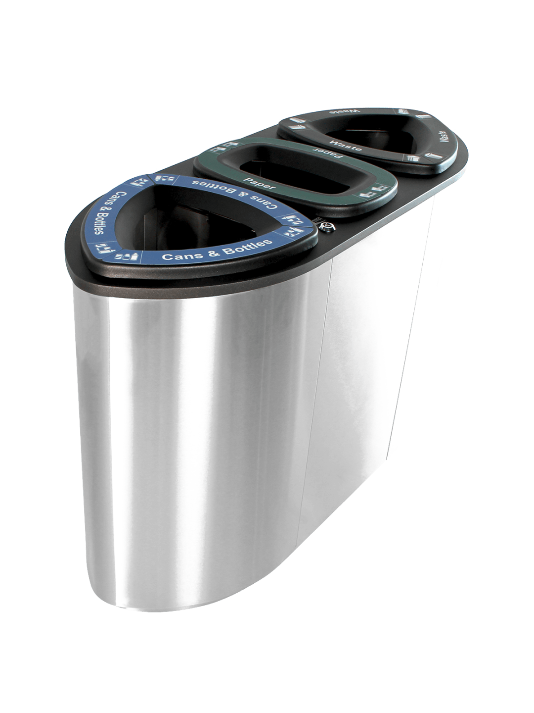  BOKA - Triple - Kit - Cans & Bottles-Paper-Waste - Full - Stainless Steel