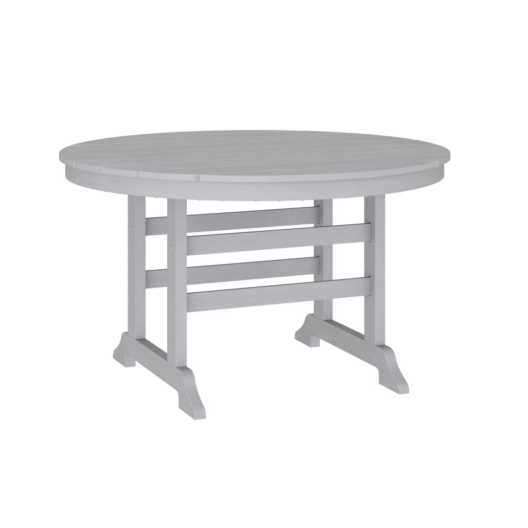 Colonel Commercial Grade Indoor/Outdoor 48" Round Recycled HDPE Adirondack Dining Table for 4 in Gray