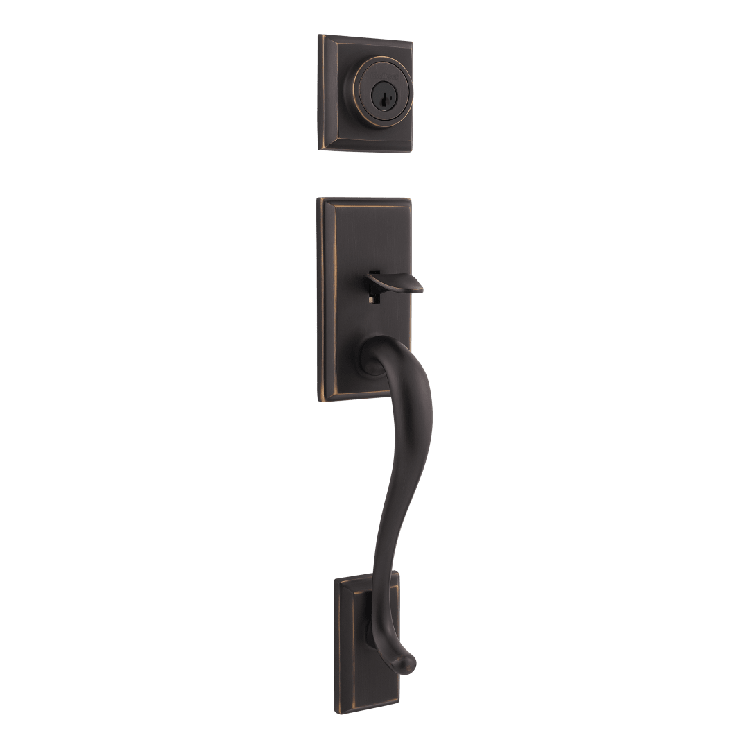 Hawthorne Single Cylinder Exterior Only Handleset featuring SmartKey Security™ in Venetian Bronze
