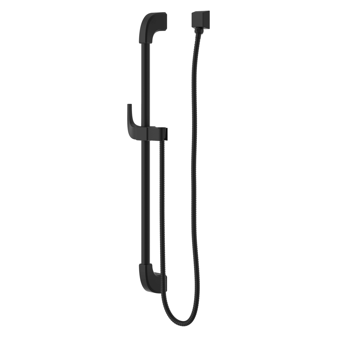 Transitional Square 30 in. Slide Bar with 60 in. Hose in Matte Black