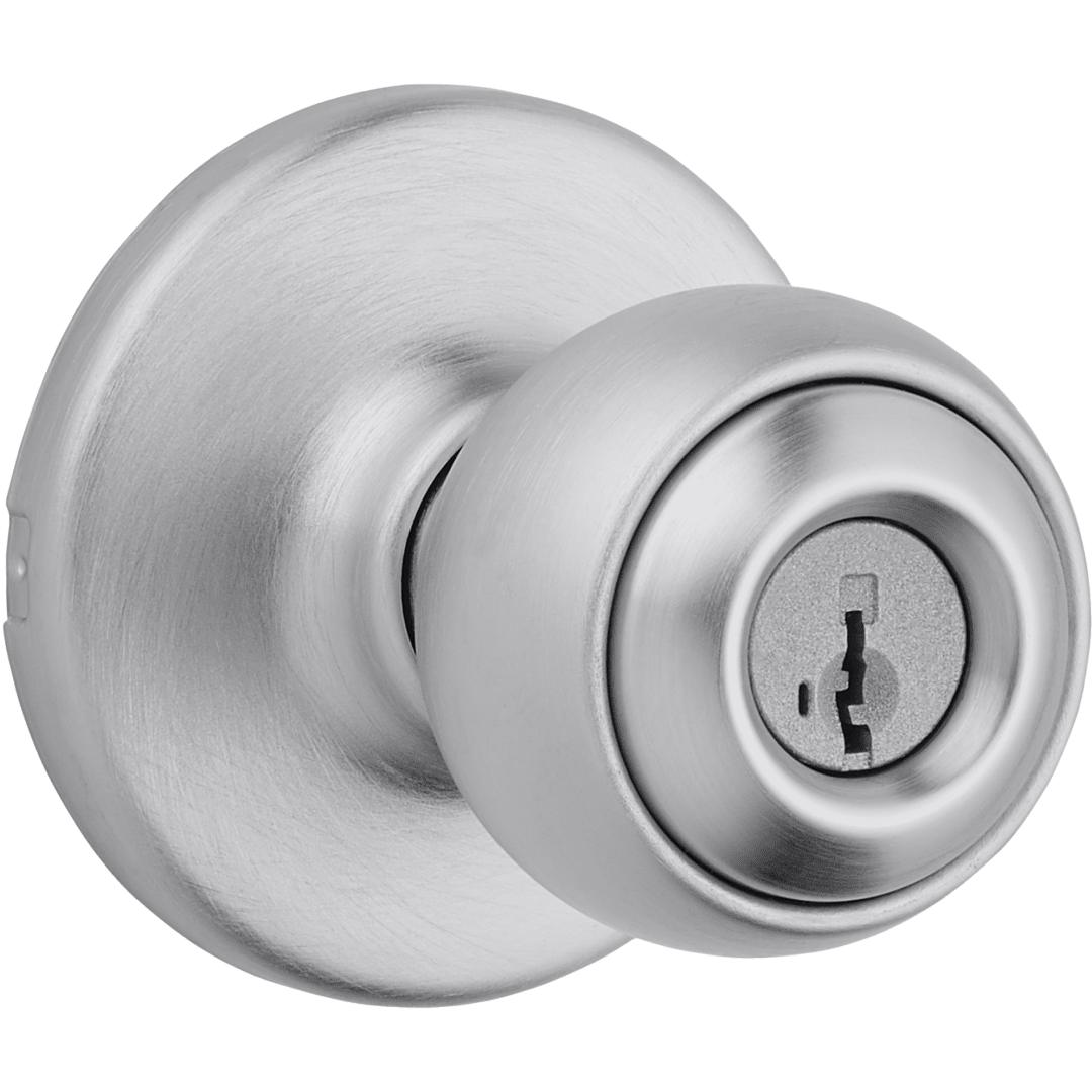 Polo Keyed Entry Knob in Satin Chrome featuring SmartKey Security