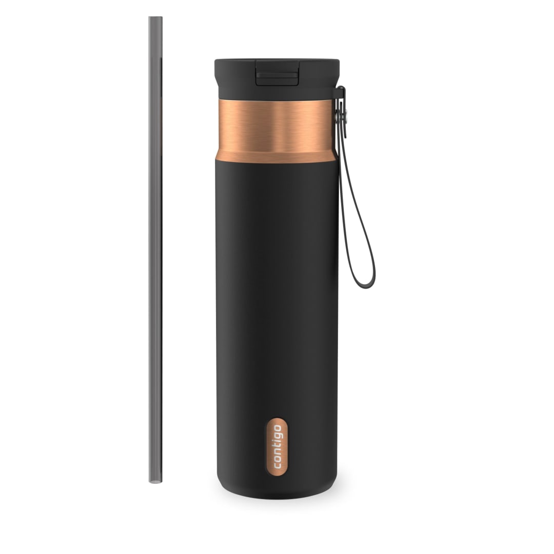 Contigo SnapSeal™ 24 oz Leakproof Stainless Steel Water Bottle with Carrying Strap and Reusable Straw