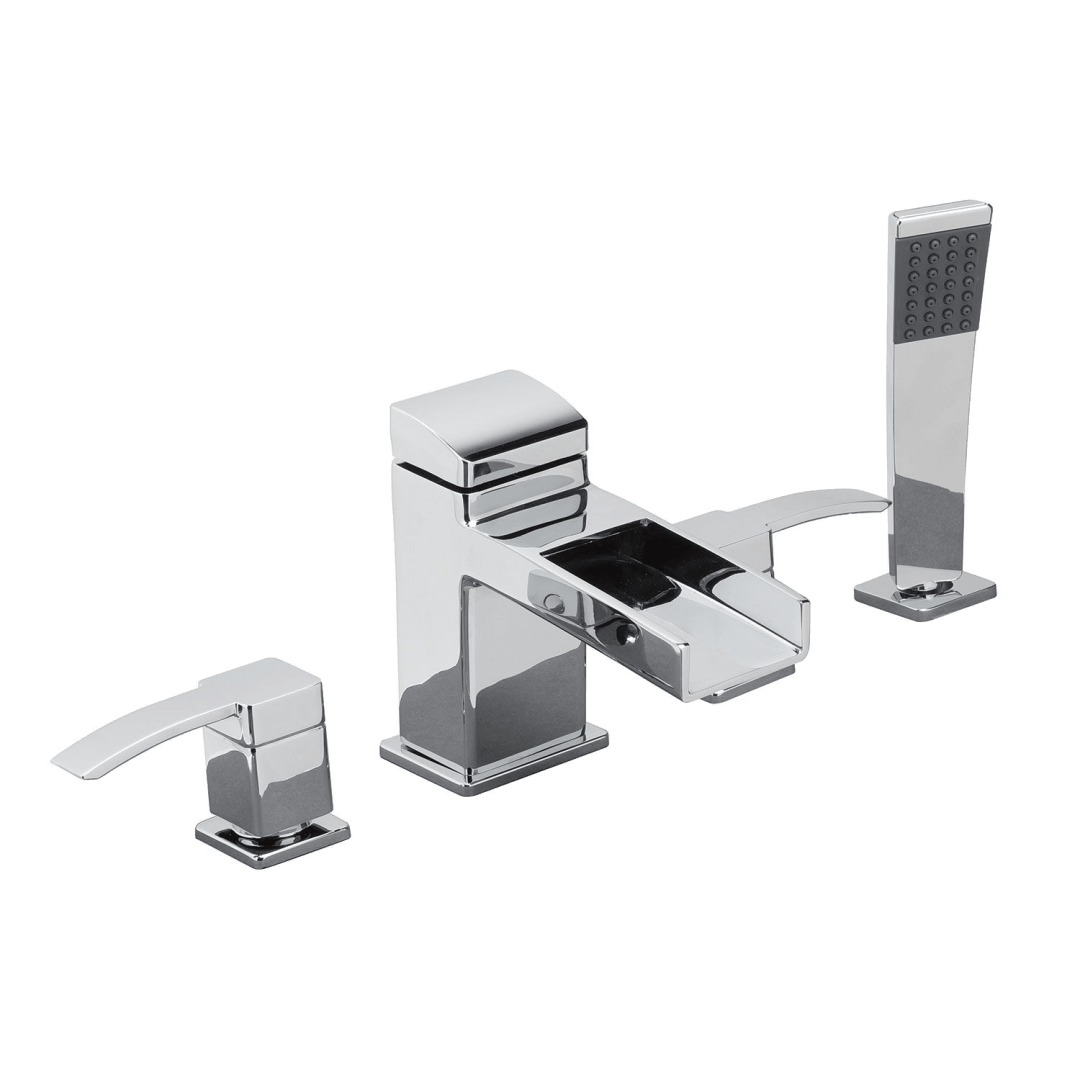 Kamato 2-Handle Complete Roman Tub Trim with Handheld Shower in Polished Chrome