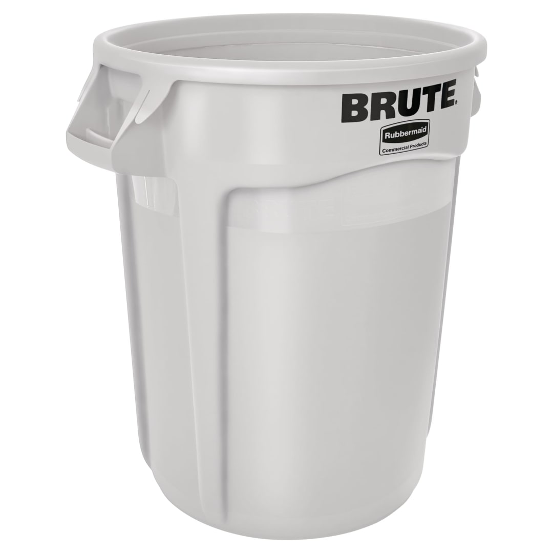 BRUTE 32 Gallon White Vented Trash Container