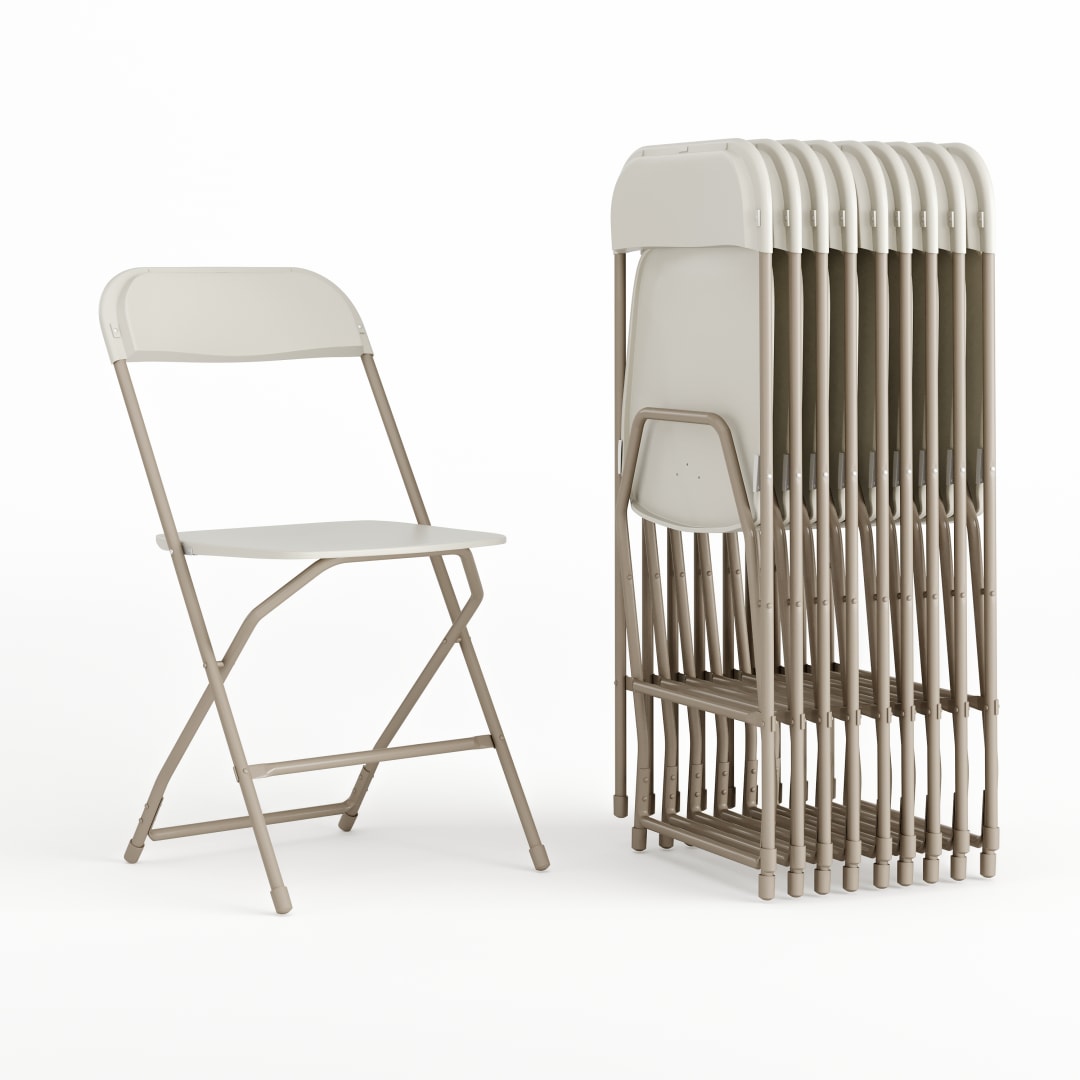 Hercules Series Plastic Folding Chair Beige - 10 Pack 650LB Weight Capacity Comfortable Event Chair - Lightweight Folding Chair