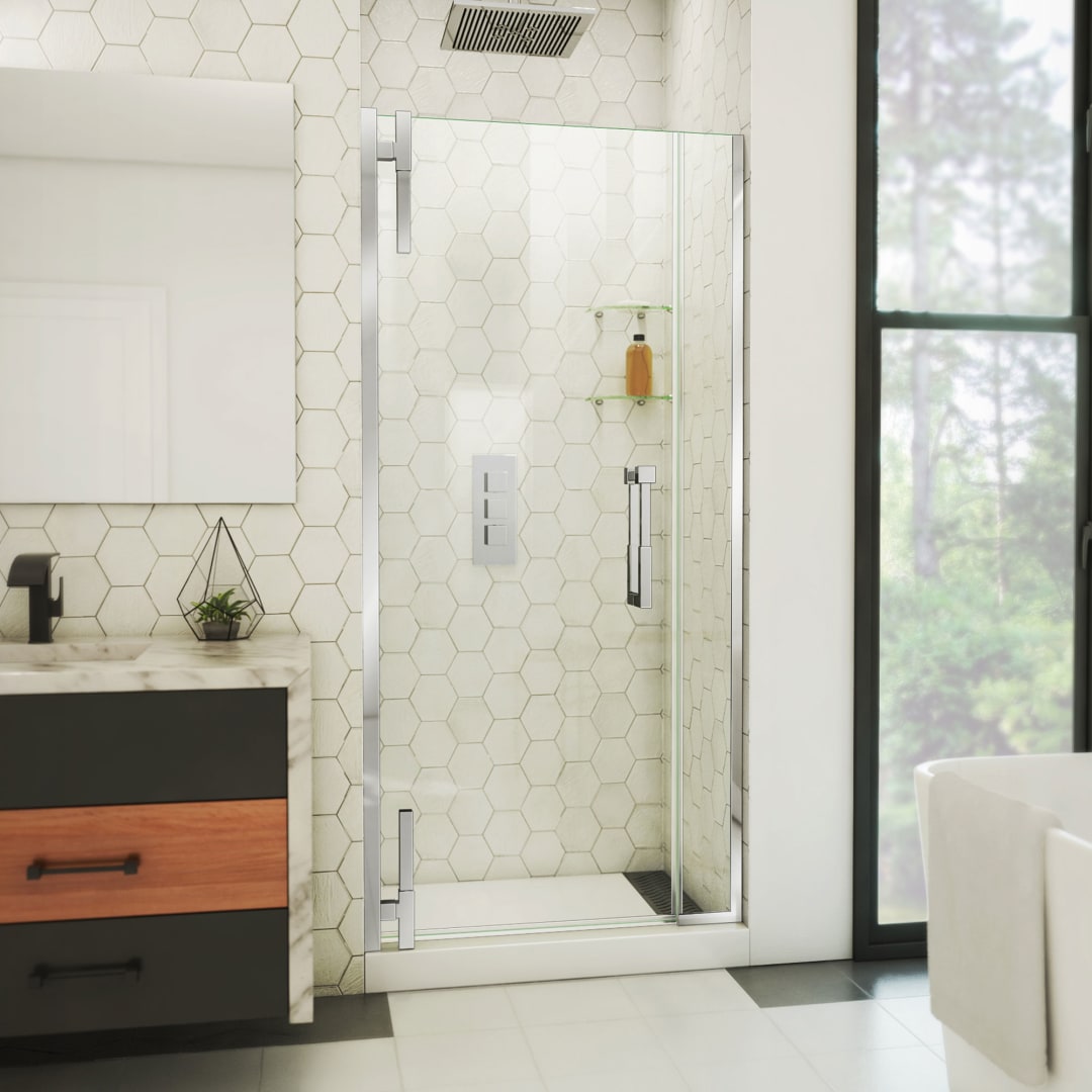 DreamLine Ascend 36 1/2 - 37 1/2 inch W x 72 inch H Frameless Pivot Shower Door in Chrome