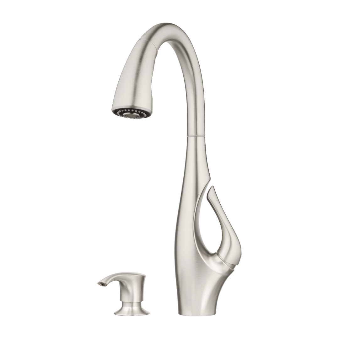 Indira 1-Handle Pull-Down Kitchen Faucet with Soap Dispenser in Spot Defense Stainless Steel