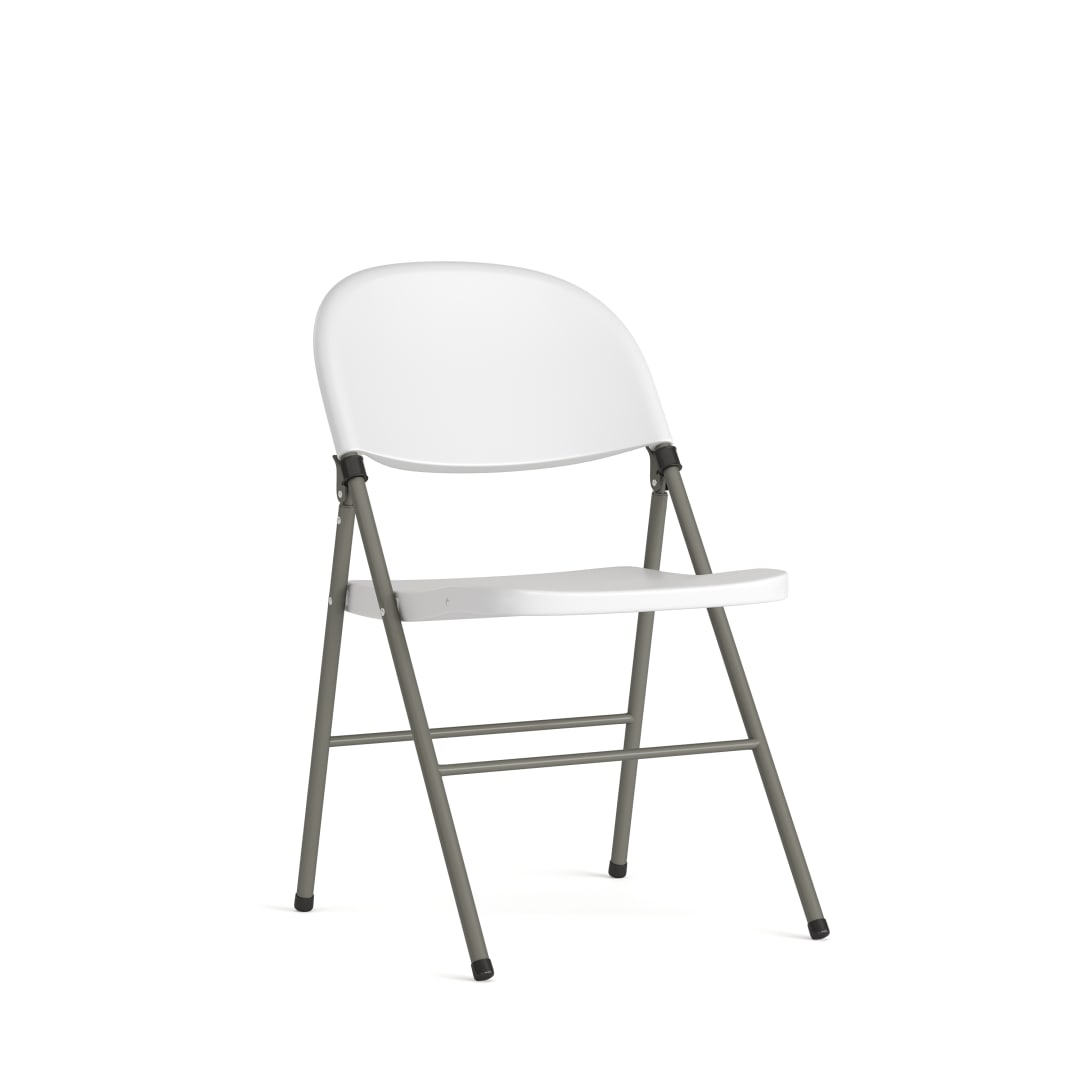 HERCULES Series 330 lb. Capacity White Plastic Folding Chair with Gray Frame