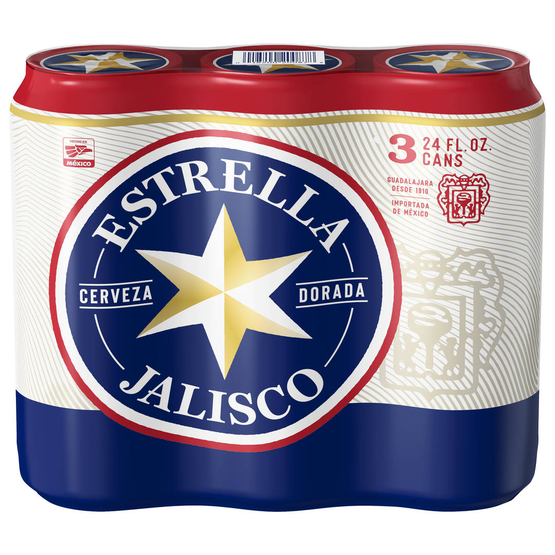 Estrella Jalisco Beer 3 - 24 fl oz Cans