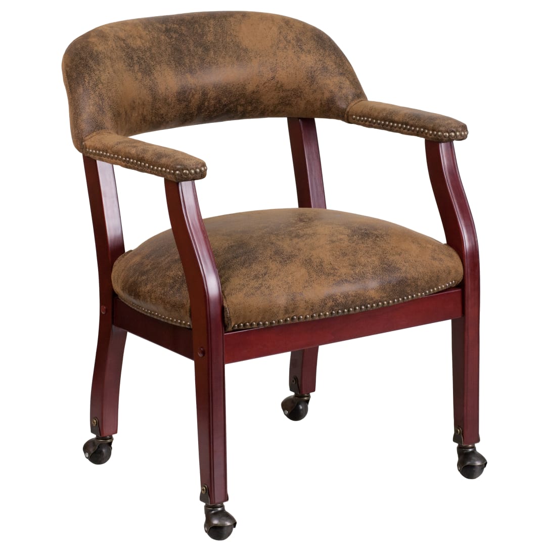 Sarah Bomber Jacket Brown Luxurious Conference Chair with Accent Nail Trim and Casters