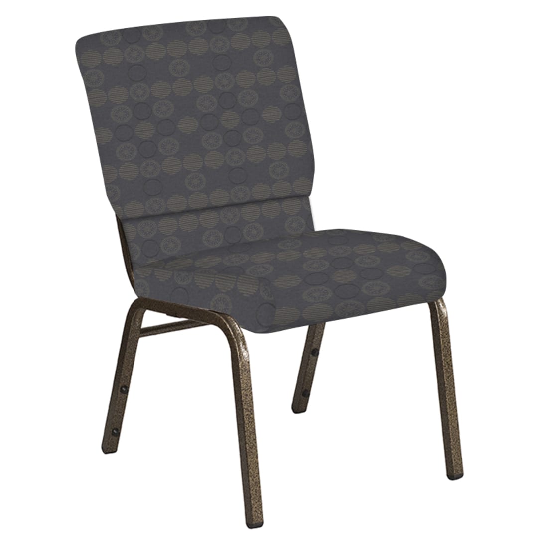 18.5''W Church Chair in Galaxy Steel Fabric - Gold Vein Frame