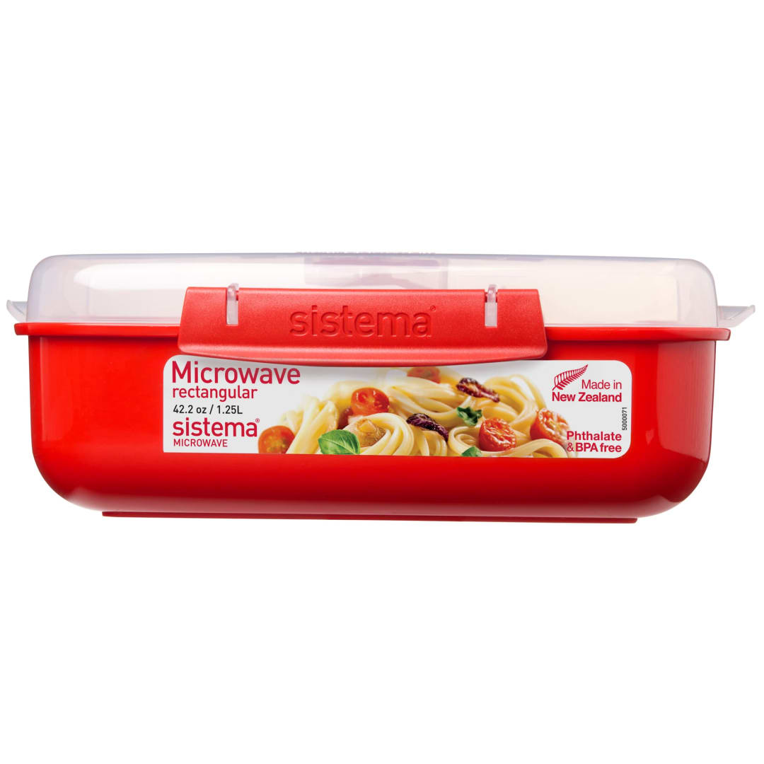Sistema Microwave Round Bowl | 915 ml Food Container with Steam Release Vent | BPA-Free | Red [1113]